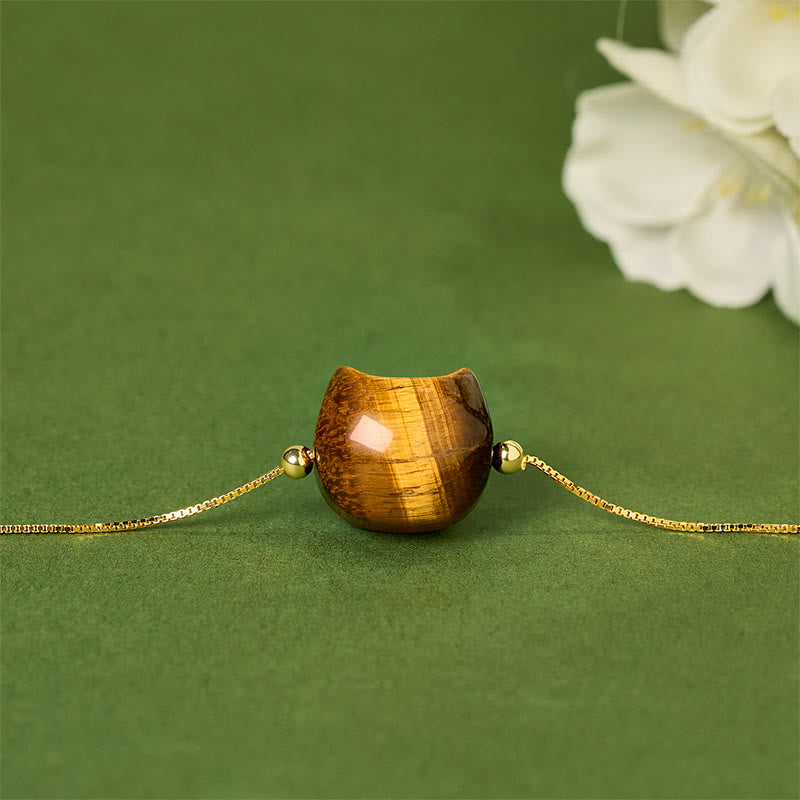 Buddha Stones 925 Sterling Silver Cat Tiger Eye Protection Bracelet - image 1