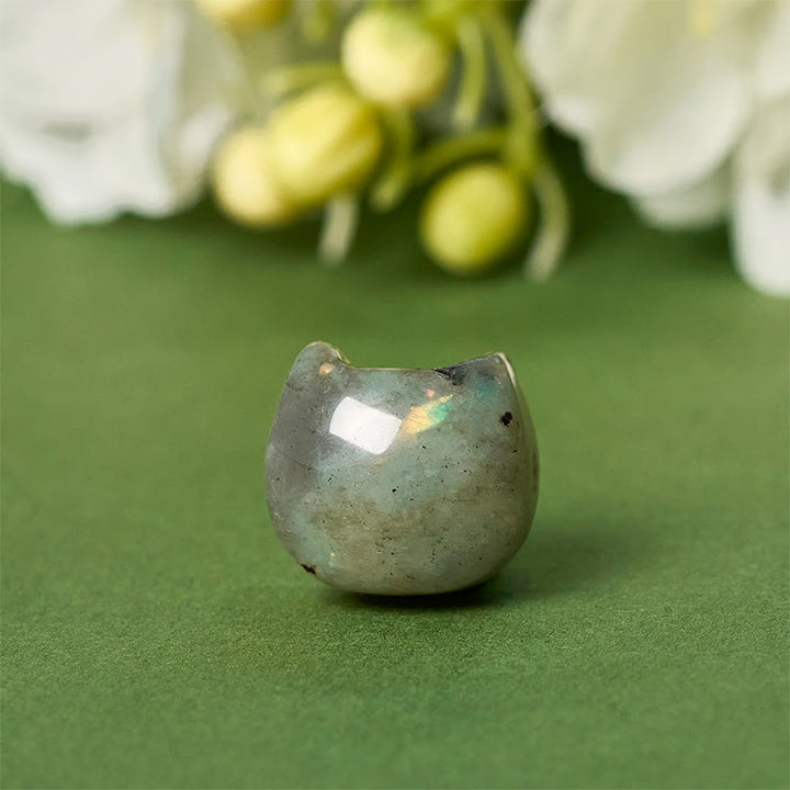 Buddha Stones 925 Sterling Silver Faceless Cat Head Natural Labradorite Healing Bracelet - image 8