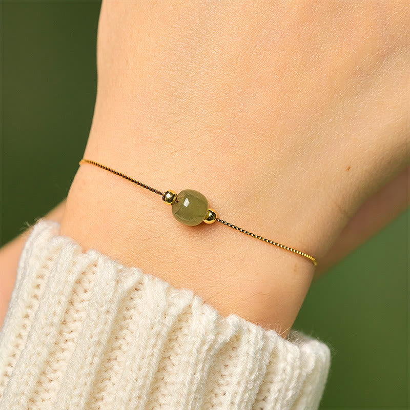 Buddha Stones 925 Sterling Silver Natural Jade Bead Abundance Chain Bracelet - image 3