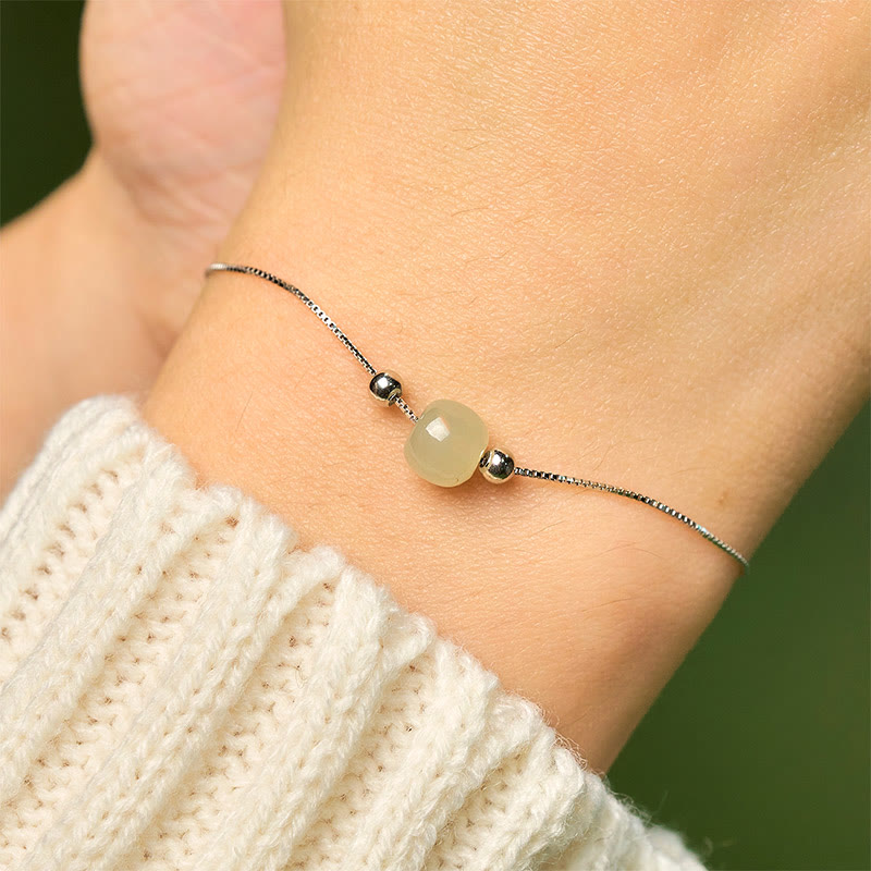 Buddha Stones 925 Sterling Silver Natural Jade Bead Abundance Chain Bracelet - image 22