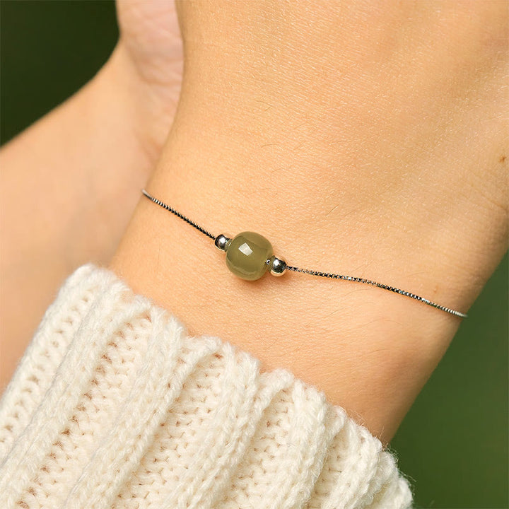 Buddha Stones 925 Sterling Silver Natural Jade Bead Abundance Chain Bracelet - image 4