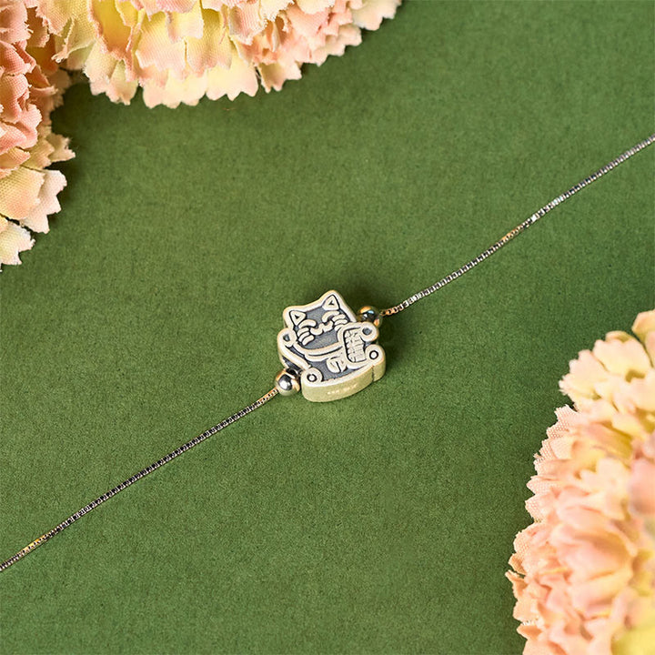 Buddha Stones 999 Sterling Silver Fortune Cat Protection 925 Sterling Silver Chain Necklace Pendant - image 2