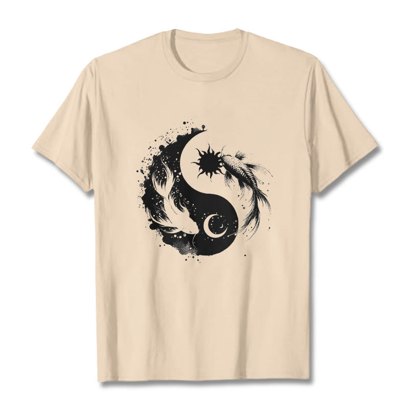Buddha Stonessun And Moon Yin Yang Koi Pattern Tee T-shirt - Bisque - 2XL - image 8