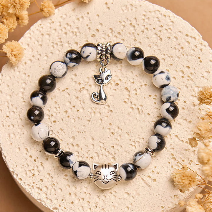 Buddha Stones "Sending Love and Joy to Your Cat" Cat Agate Bracelet Includes Gift Message Card - image 3