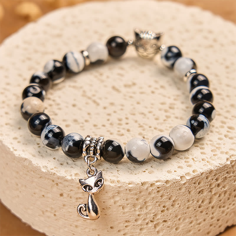 Buddha Stones "Sending Love and Joy to Your Cat" Cat Agate Bracelet Includes Gift Message Card - image 4