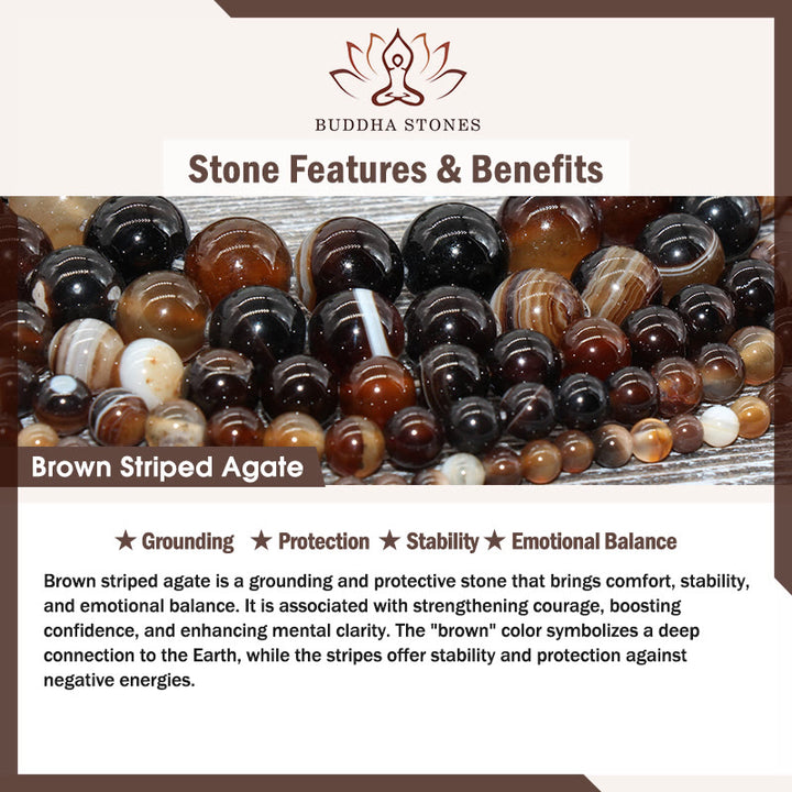 Buddha Stones Tricolor Cat Black Veined Jasper Brown Striped Agate Chalcedony Strength Bracelet - image 10