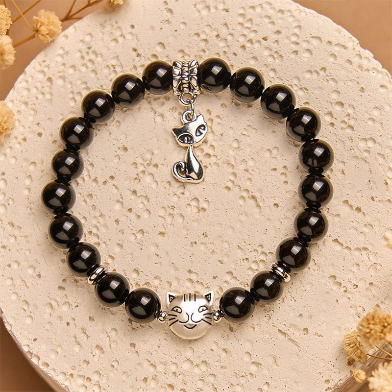 Buddha Stones Black Cat Natural Black Onyx Kitten Support Bracelet - image 3