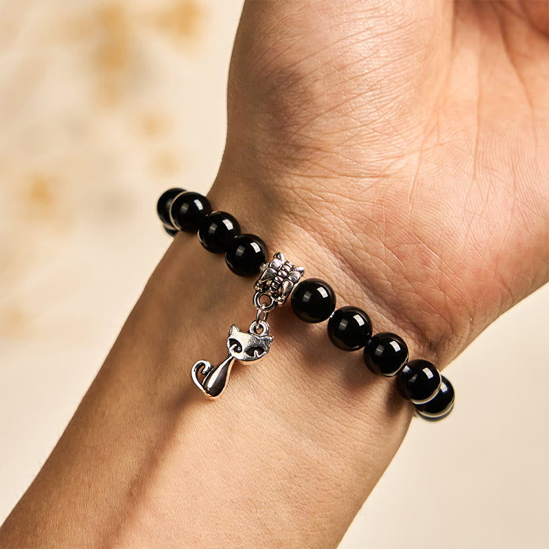 Buddha Stones Black Cat Natural Black Onyx Kitten Support Bracelet - image 5
