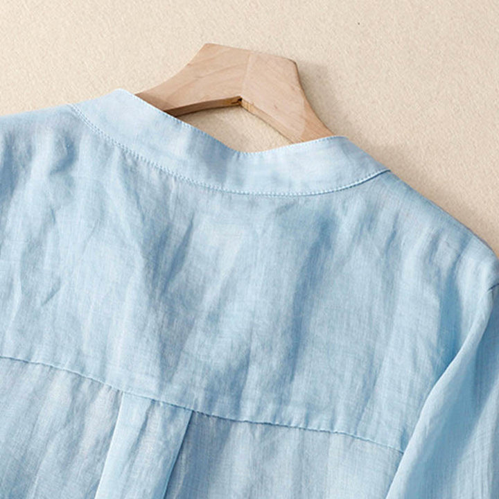 Buddha Stones Casual Plain Women's V-Neck Design Three Quarter Sleeve Cotton Viscose Shirt - image 7