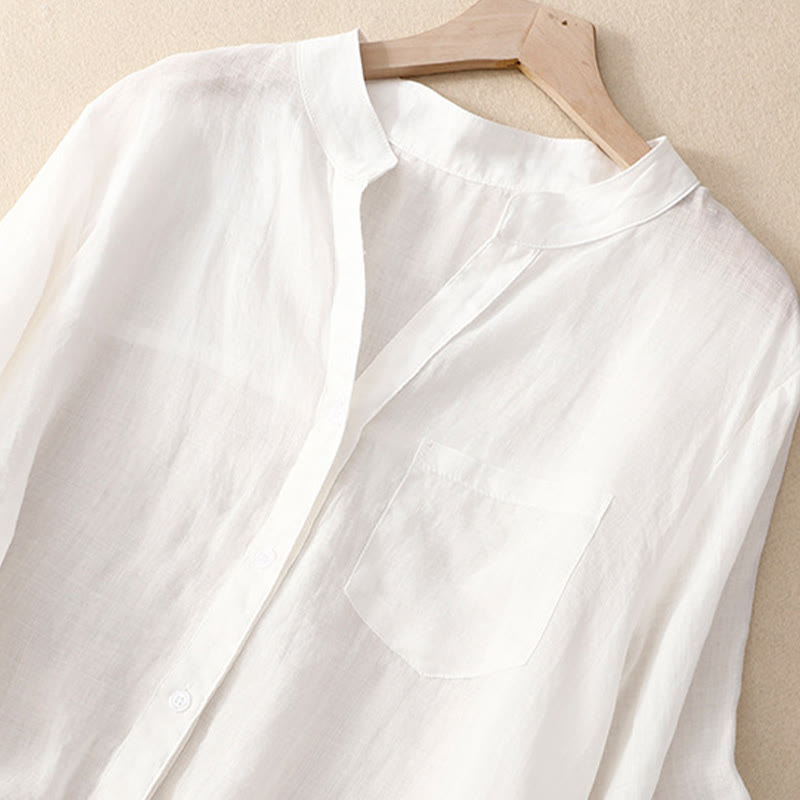 Buddha Stones Casual Plain Women's V-Neck Design Three Quarter Sleeve Cotton Viscose Shirt - image 21