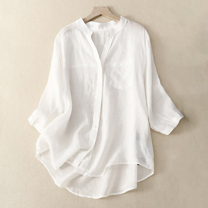 Buddha Stones Casual Plain Women's V-Neck Design Three Quarter Sleeve Cotton Viscose Shirt - White - US8-10，UK/AU12-14，EU40-42 (2XL) - image 17