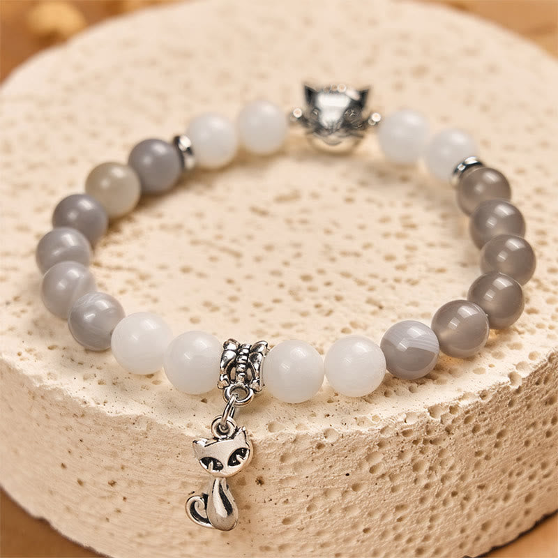Buddha Stones Ragdoll Cat Gray Striped Agate Chalcedony Support Bracelet - image 3