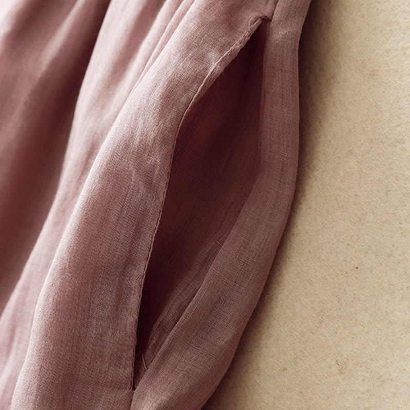 Buddha Stones Simple Design Drawstring Cotton Women's Wide Leg Pants With Pockets - image 16