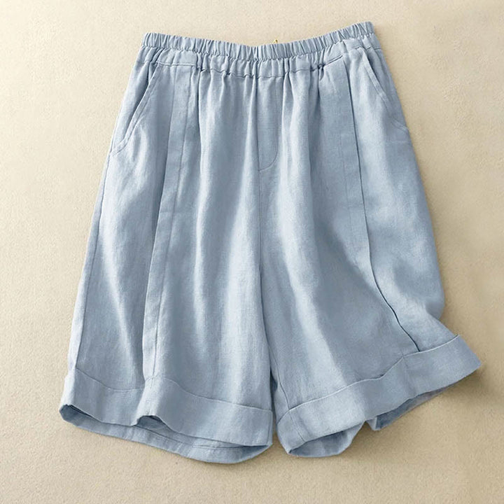 Buddha Stones Casual Solid Color Women's Cotton Shorts With Pockets - PowderBlue - US12，UK/AU16，EU44 (4XL) - image 20