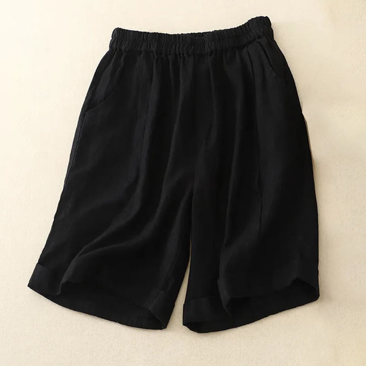 Buddha Stones Casual Solid Color Women's Cotton Shorts With Pockets - Black - US12，UK/AU16，EU44 (4XL) - image 26