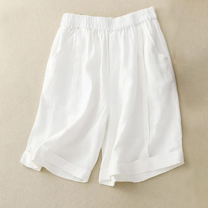 Buddha Stones Casual Solid Color Women's Cotton Shorts With Pockets - White - US12，UK/AU16，EU44 (4XL) - image 31