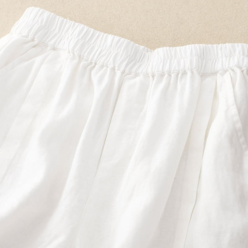 Buddha Stones Casual Solid Color Women's Cotton Shorts With Pockets - image 36