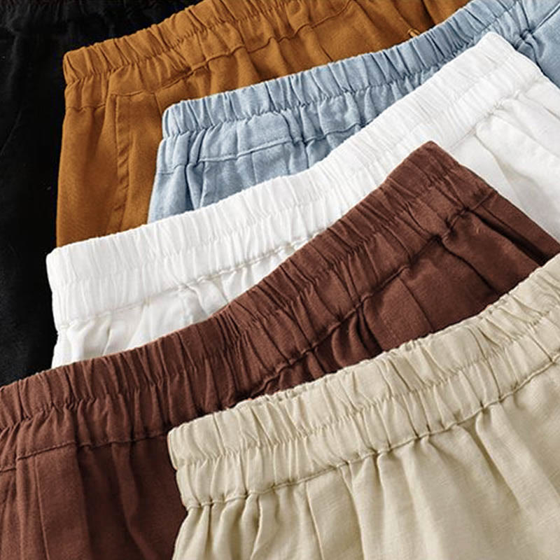 Buddha Stones Casual Solid Color Women's Cotton Shorts With Pockets - image 38