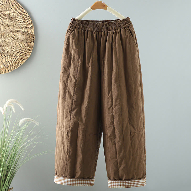 Buddha Stones Winter Plain Women's Harem Cotton Ankle-Length Pants With Pockets - Peru - US8-10，UK/AU12-14，EU40-42 (2XL) - image 17