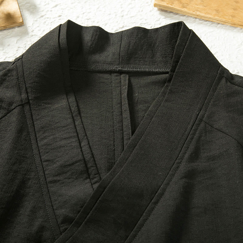 Buddha Stones Lace-Up Design Open Front Jacket Men's Long Sleeve Kimono - image 2