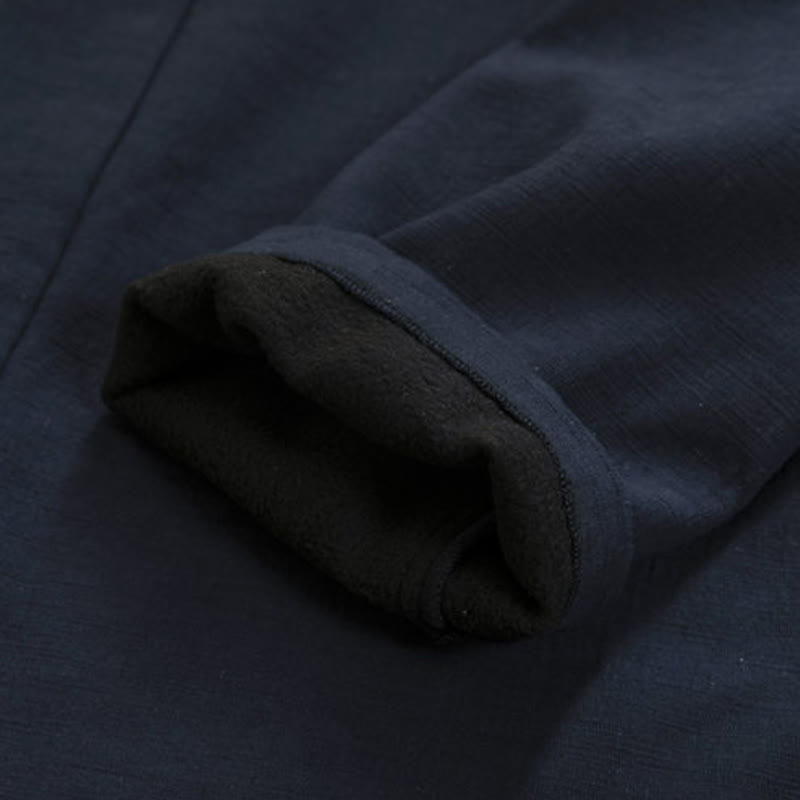 Buddha Stones Men's Long Sleeve Frog-Button Open Front Fleece-Lined Cotton Linen Jacket Kimono - image 5