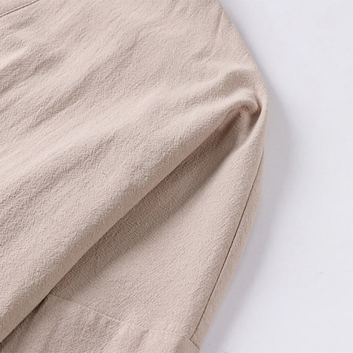 Buddha Stones Long Sleeve Buttons Design Men's Open Front Cotton Linen Jacket Kimono With Pockets - image 6