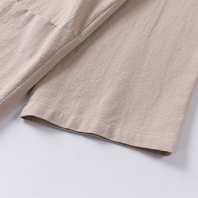 Buddha Stones Long Sleeve Buttons Design Men's Open Front Cotton Linen Jacket Kimono With Pockets - image 13