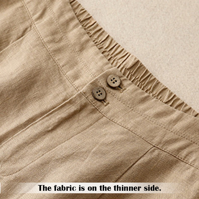 Buddha Stones Summer Casual Simple Design Linen Women's Wide Leg Pants With Zipper Pockets - image 38