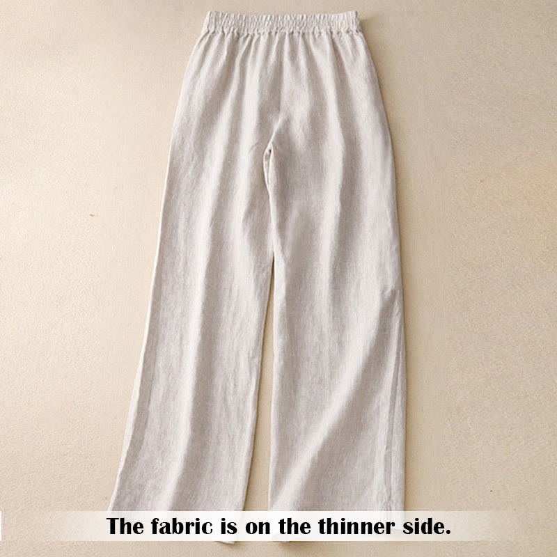 Buddha Stones Summer Casual Simple Design Linen Women's Wide Leg Pants With Zipper Pockets - image 11