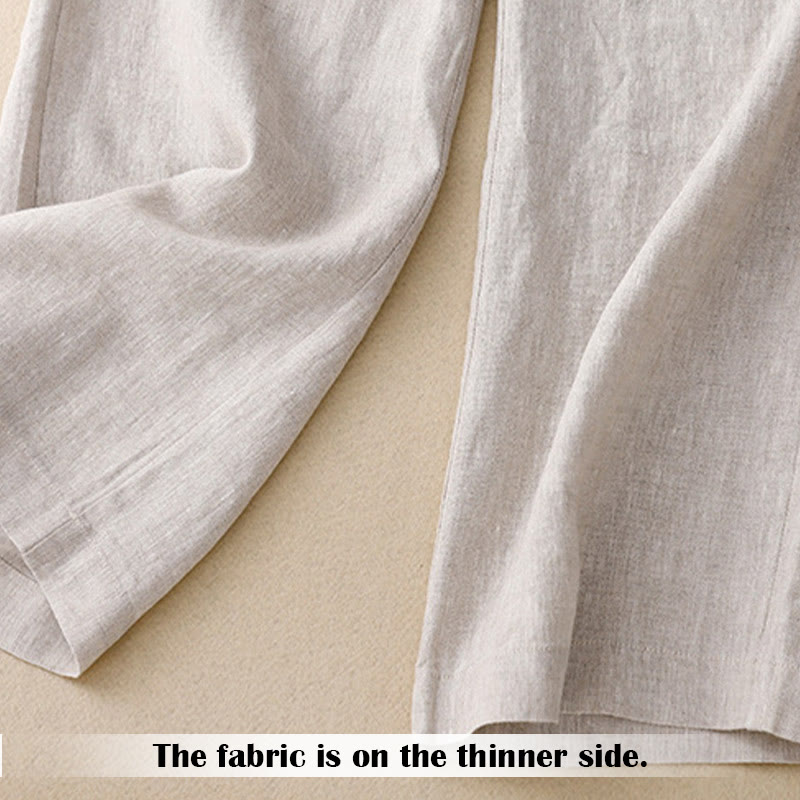 Buddha Stones Summer Casual Simple Design Linen Women's Wide Leg Pants With Zipper Pockets - image 15