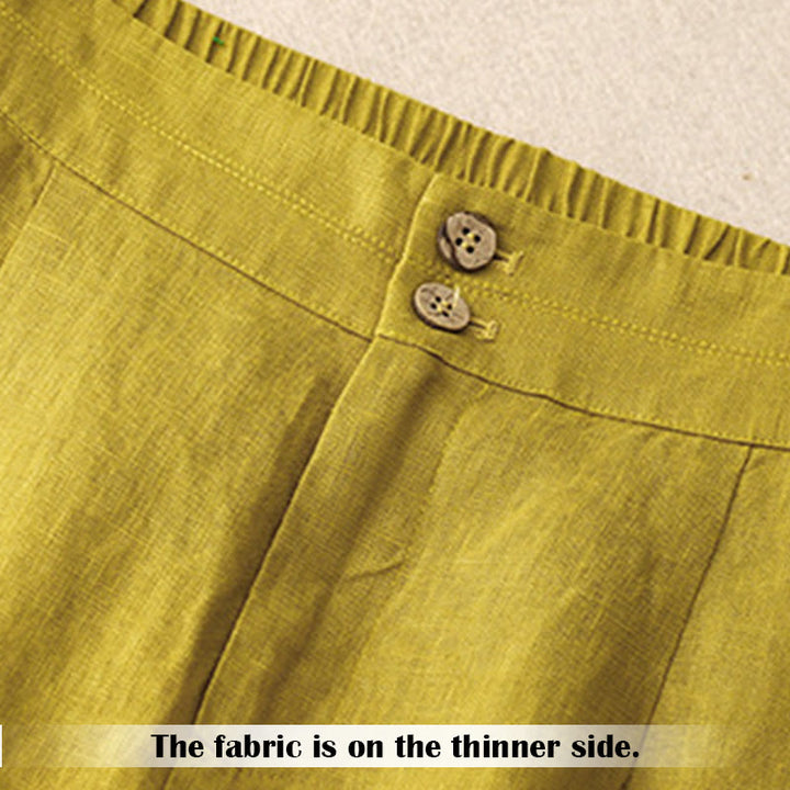 Buddha Stones Summer Casual Simple Design Linen Women's Wide Leg Pants With Zipper Pockets - image 51