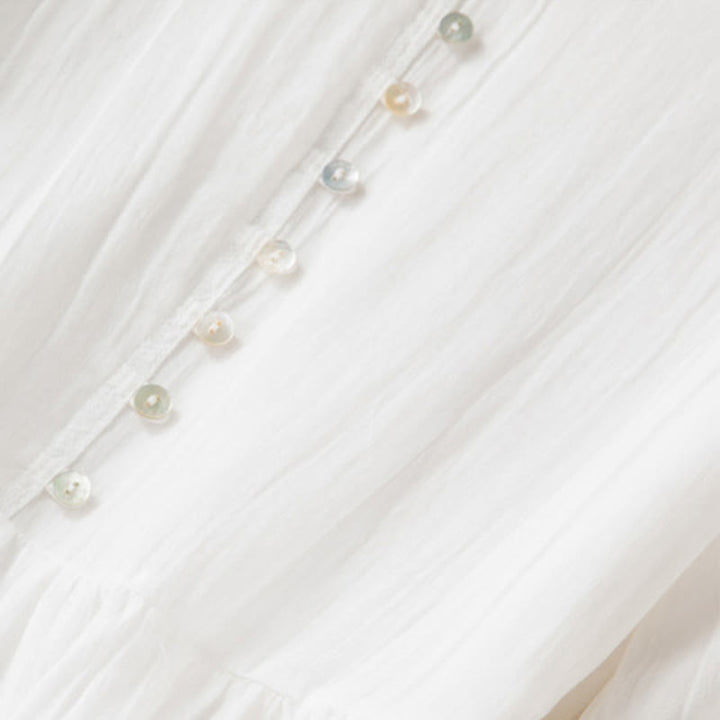 Buddha Stones Summer V-Neck Design Half Sleeve Cotton Midi Dress - image 22