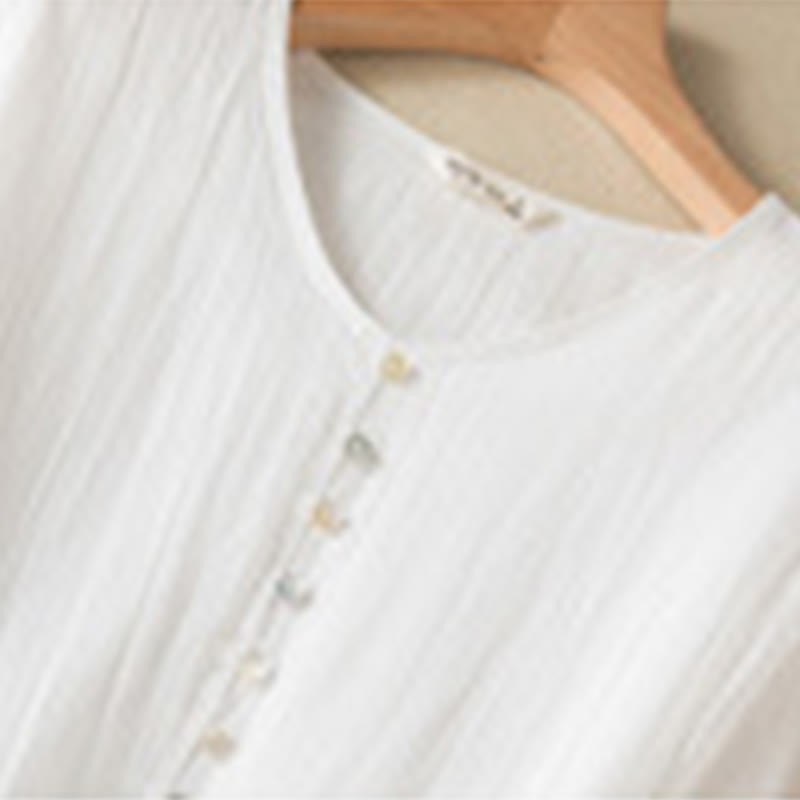 Buddha Stones Summer V-Neck Design Half Sleeve Cotton Midi Dress - image 25