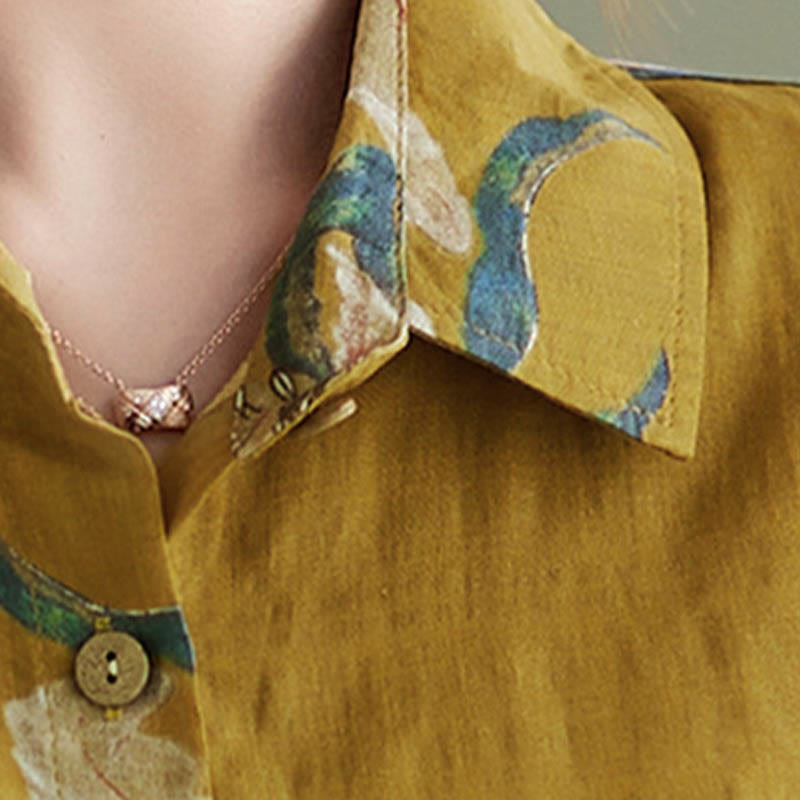 Buddha Stones Literary Artistic Flower Print Cotton Clothing - image 5