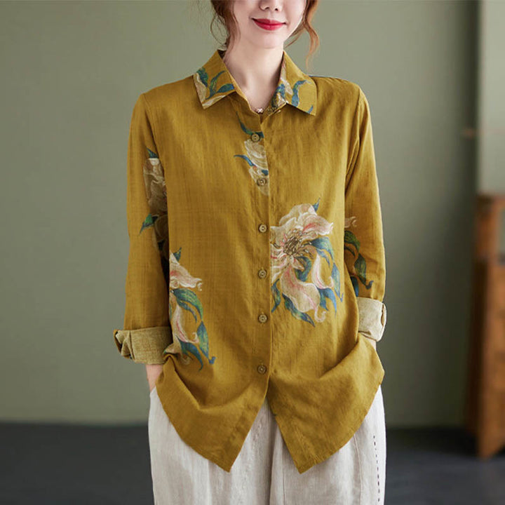 Buddha Stones Literary Artistic Flower Print Cotton Clothing - image 8