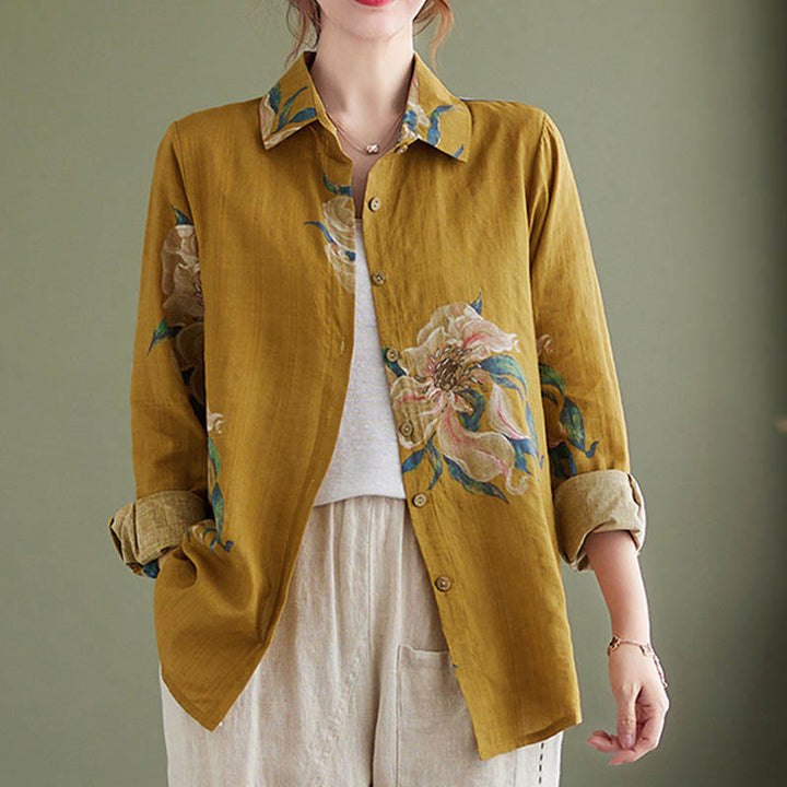 Buddha Stones Literary Artistic Flower Print Cotton Clothing - image 12