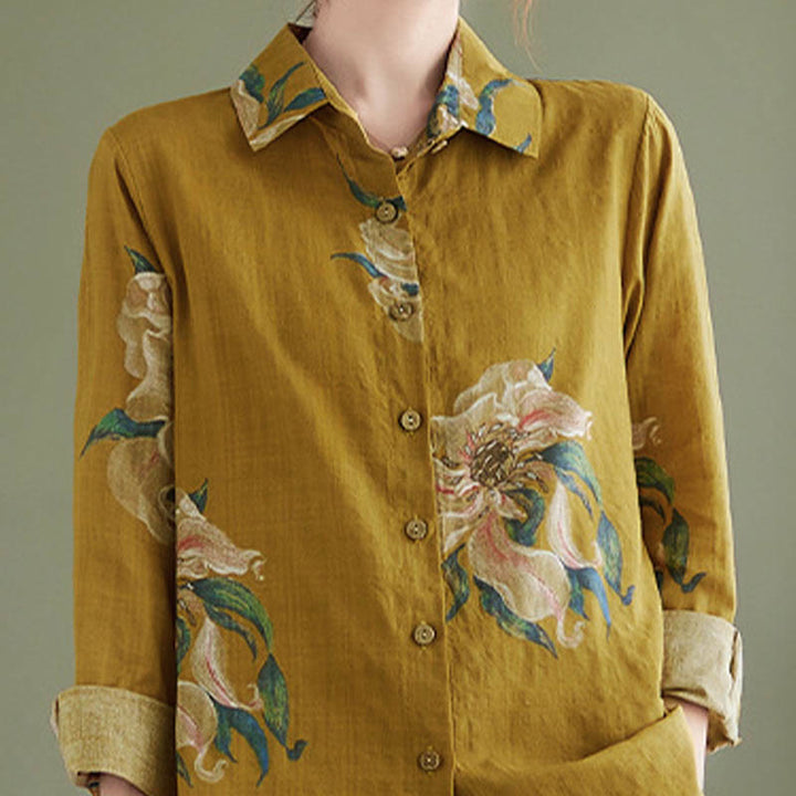 Buddha Stones Literary Artistic Flower Print Cotton Clothing - image 15