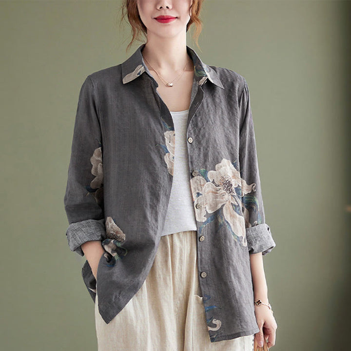 Buddha Stones Literary Artistic Flower Print Cotton Clothing - image 23