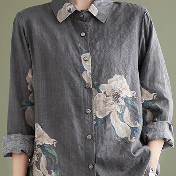 Buddha Stones Literary Artistic Flower Print Cotton Clothing - image 26