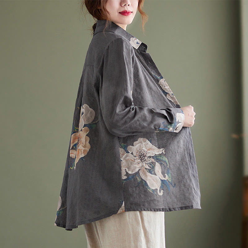 Buddha Stones Literary Artistic Flower Print Cotton Clothing - image 21