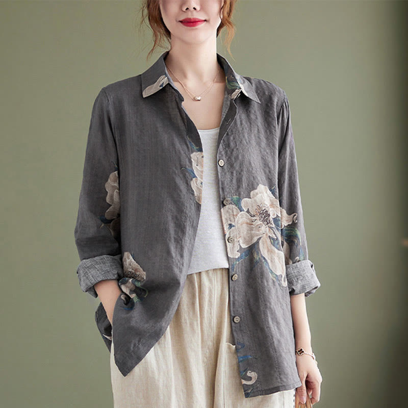 Buddha Stones Literary Artistic Flower Print Cotton Clothing - image 22