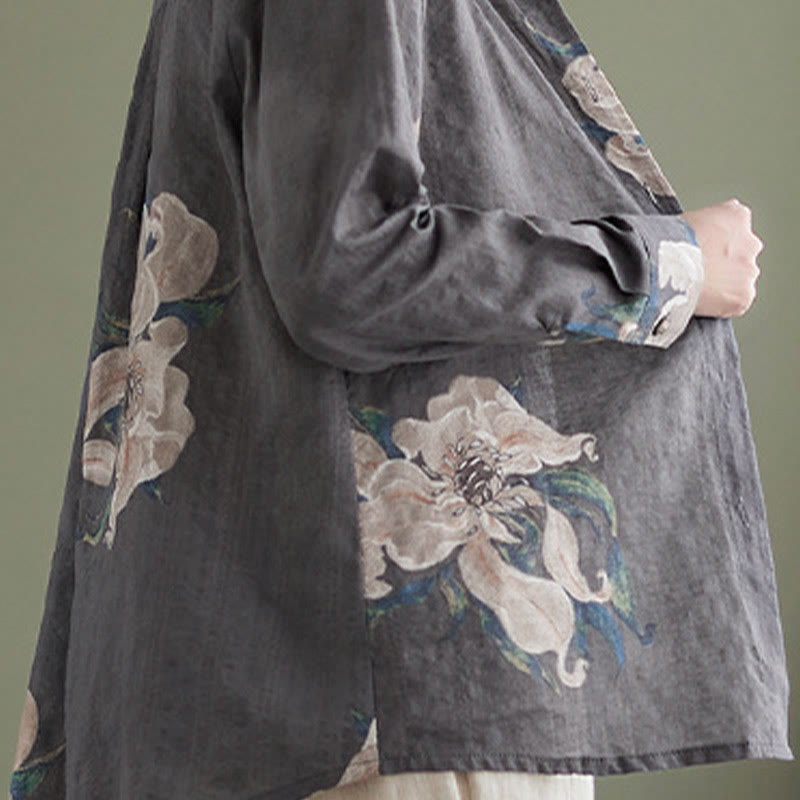 Buddha Stones Literary Artistic Flower Print Cotton Clothing - image 29