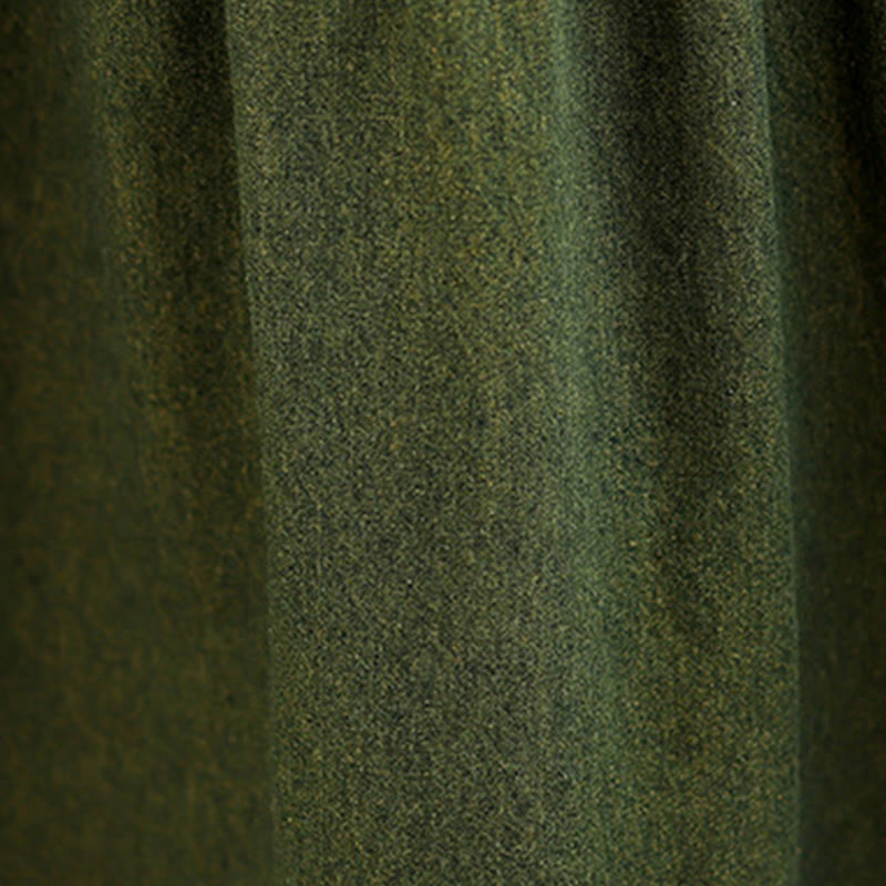 Buddha Stones DarkOliveGreen Patchwork Long Sleeve Design Cotton Women's Maxi Dress With Pockets - image 10