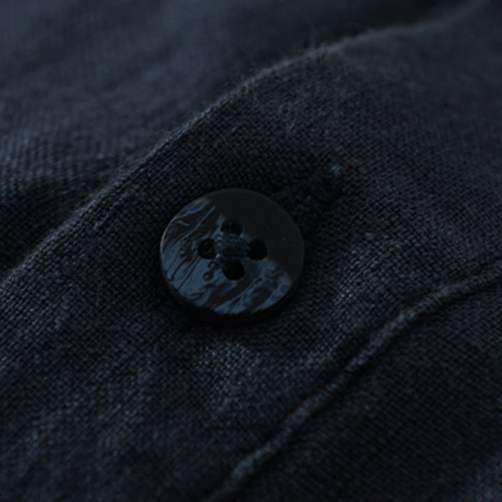 Buddha Stones Solid Color Loose Long Sleeve Half Button Shirt Linen Men Clothing - image 12