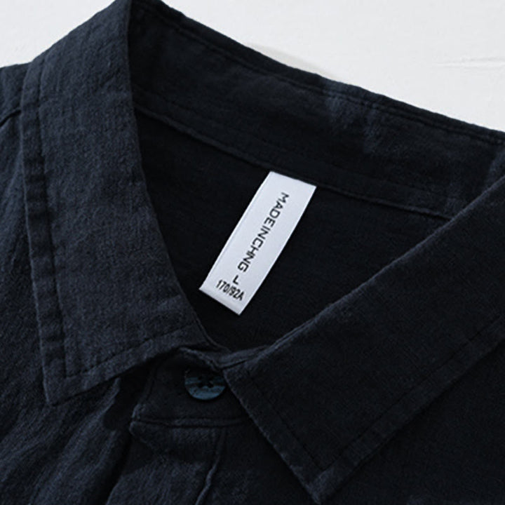 Buddha Stones Solid Color Loose Long Sleeve Half Button Shirt Linen Men Clothing - image 11