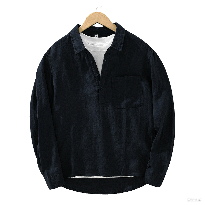 Buddha Stones Solid Color Loose Long Sleeve Half Button Shirt Linen Men Clothing - image 14