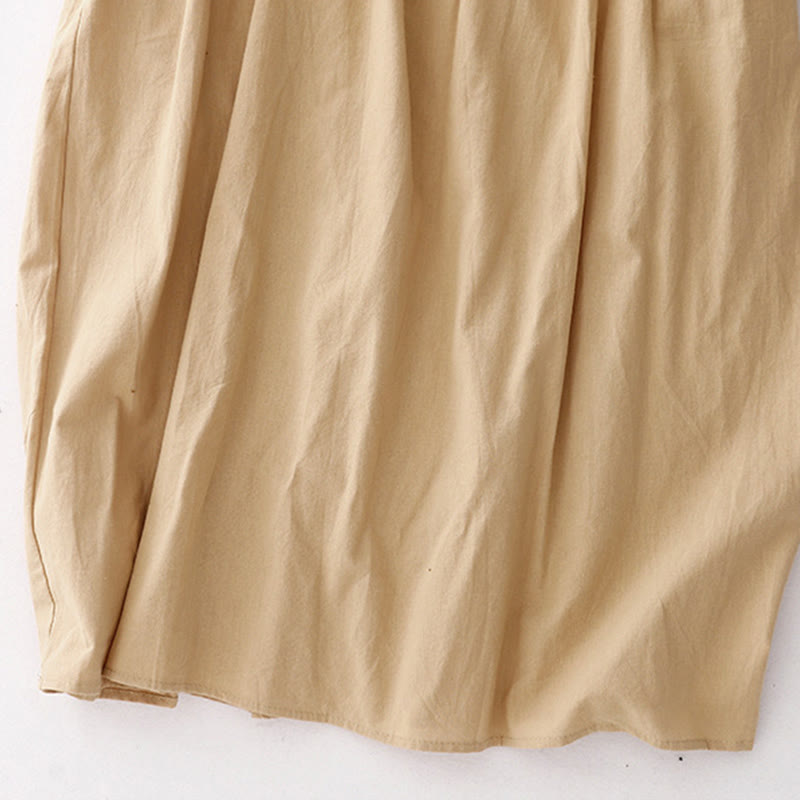 Buddha Stones Spring Plain Lapel Long Sleeve Midi Dress With Pockets - image 18