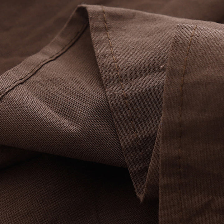 Buddha Stones Spring Plain Lapel Long Sleeve Midi Dress With Pockets - image 5