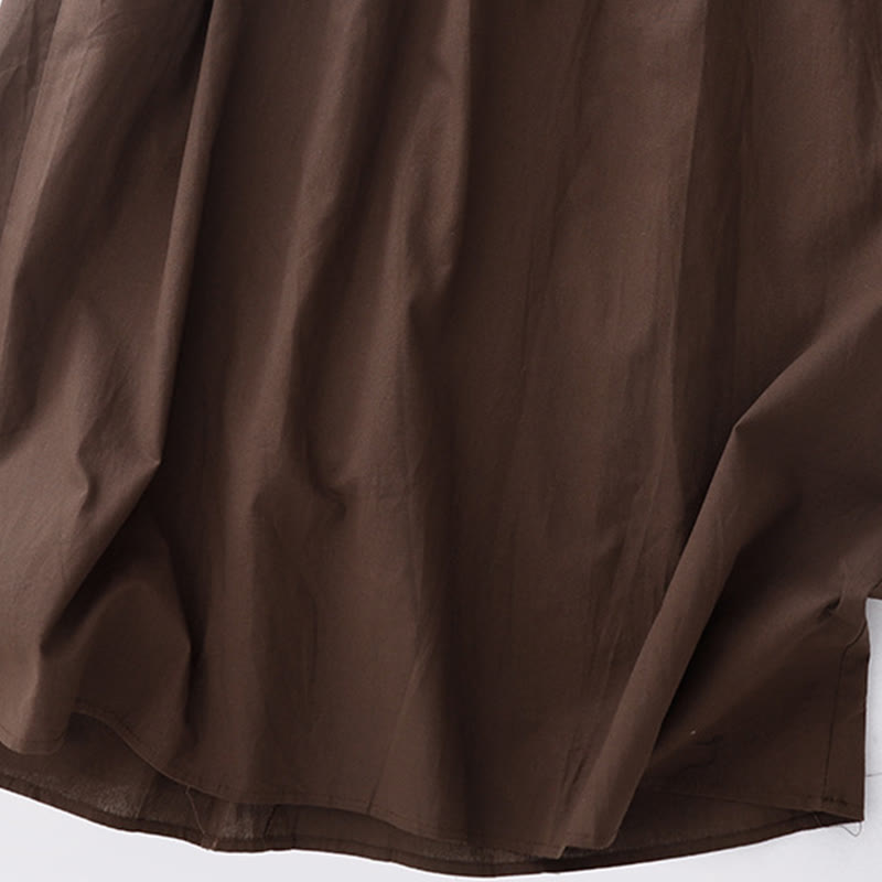 Buddha Stones Spring Plain Lapel Long Sleeve Midi Dress With Pockets - image 6