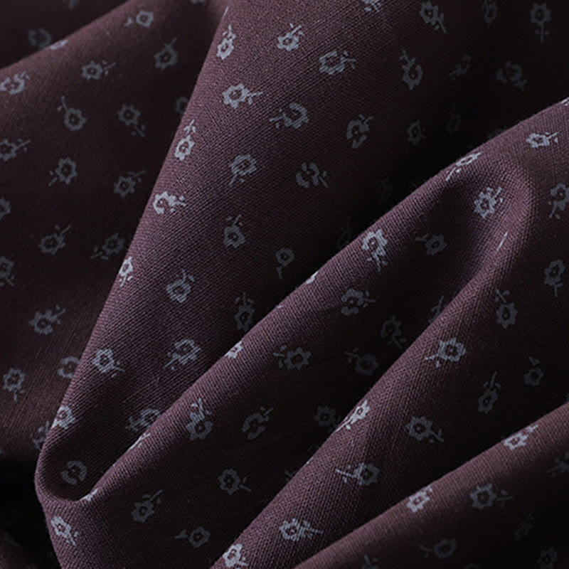 Buddha Stones Printing Floral Accordion Pleats Cotton Linen Long Sleeve Midi Dress With Pockets - image 14